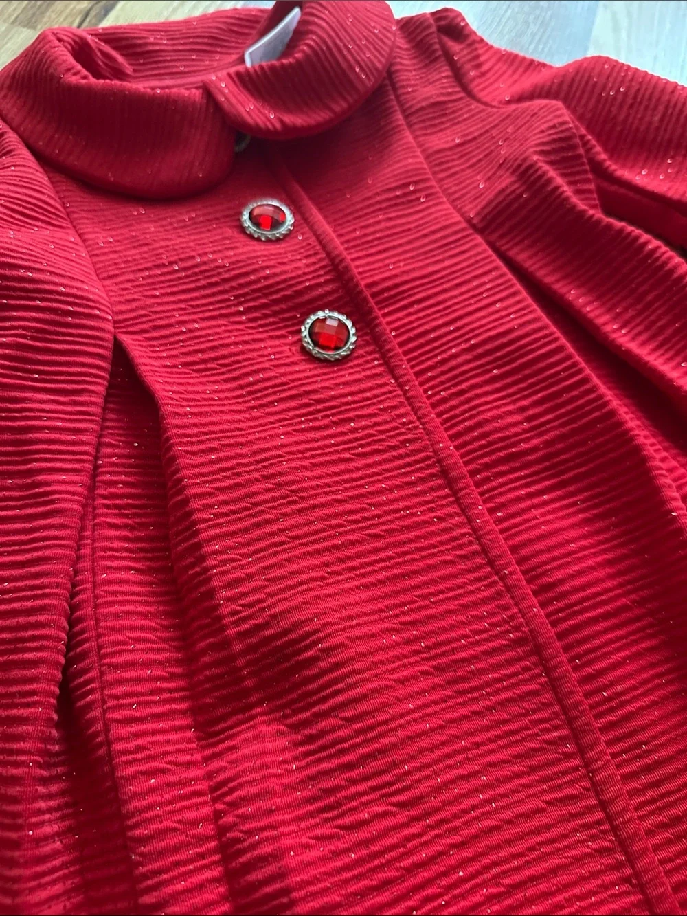 Red Girls' Dress Coat with Ruffle Sleeves